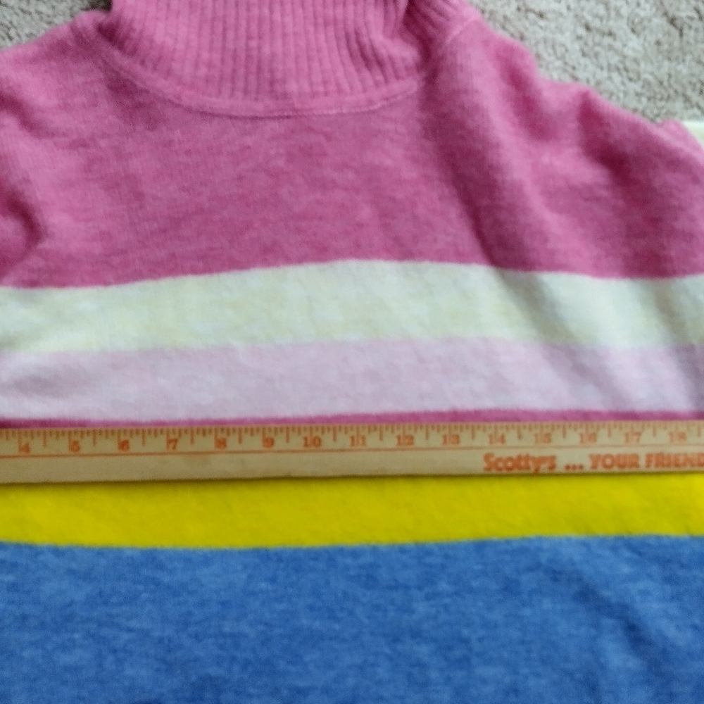 womens turtleneck sweater By DIP Size Large Pink Rainbow Form Fitting Fashion - Picture 14 of 15